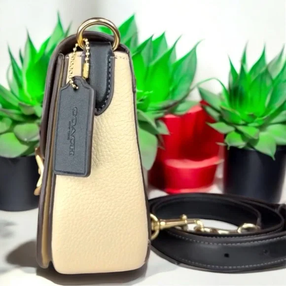 Coach Brown and Tan Crossbody Bag with Signature Monogram
